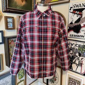 Catalina Womens Red & Black Plaid Zip Front Windbreaker Jacket XL